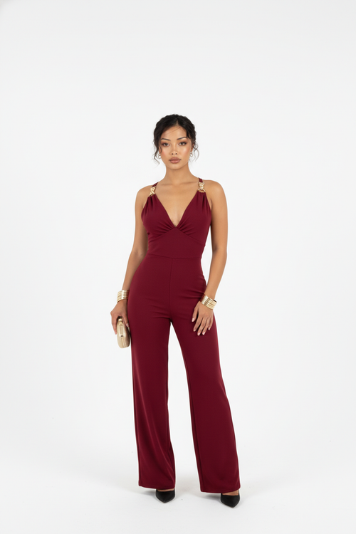 Halter neck wide leg jumpsuit